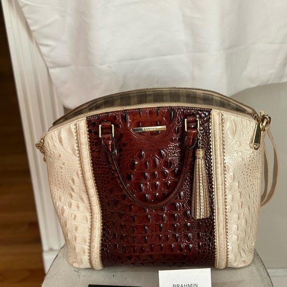 Large Duxbury Satchel Pecan Soriano by Brahmin - Picture 10 of 13